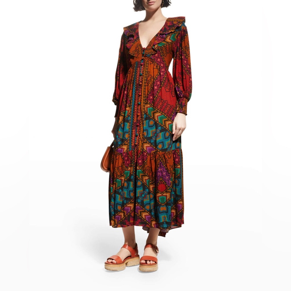 NWT Farm Rio Yawanawa Stripes Ankle Dress